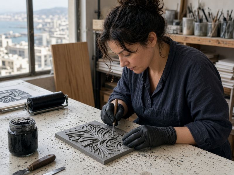 Linocut intro at Chainrinci Studio